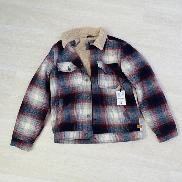 Billabong BNWT Men's Plaid Sherpa Jacket Large - Picture 3 of 10